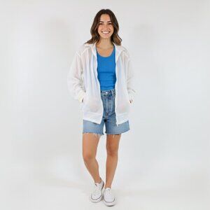 *Vintage Sunviel Mesh White Zip Up Sweater